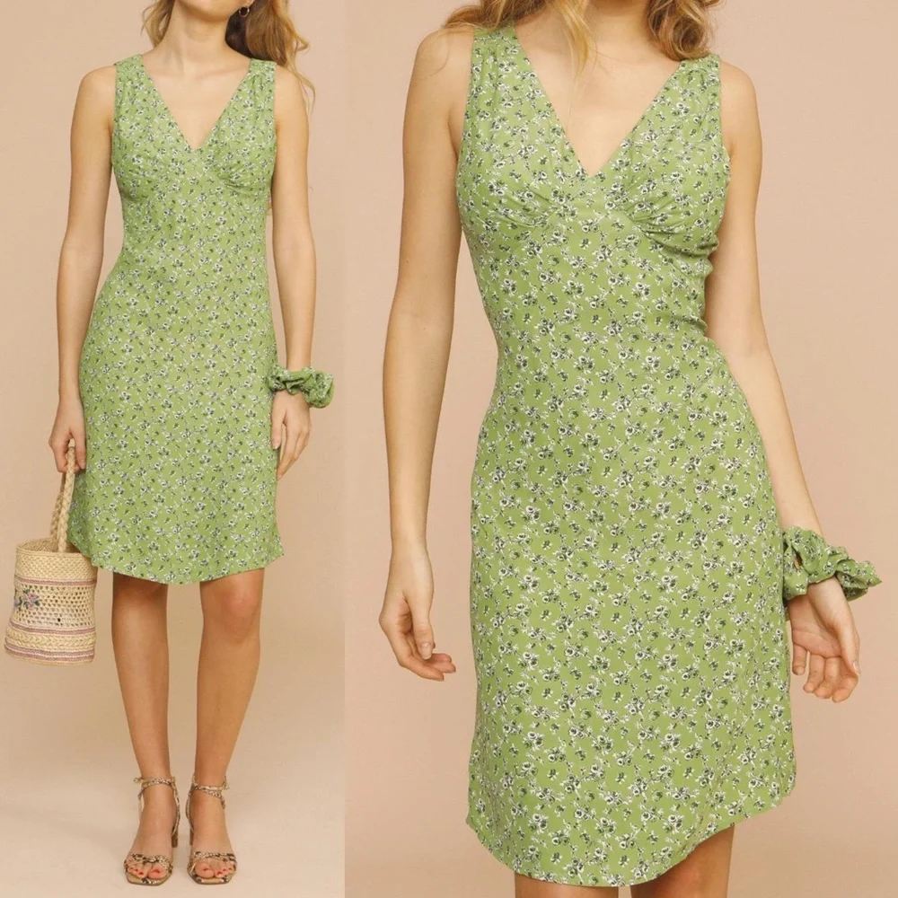 Rouje Paris Silvia Dress Rosita Vert Green Floral Size 36 Coquette - Picture 1 of 9